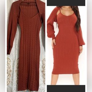 Sweater Dress Set (RUST)